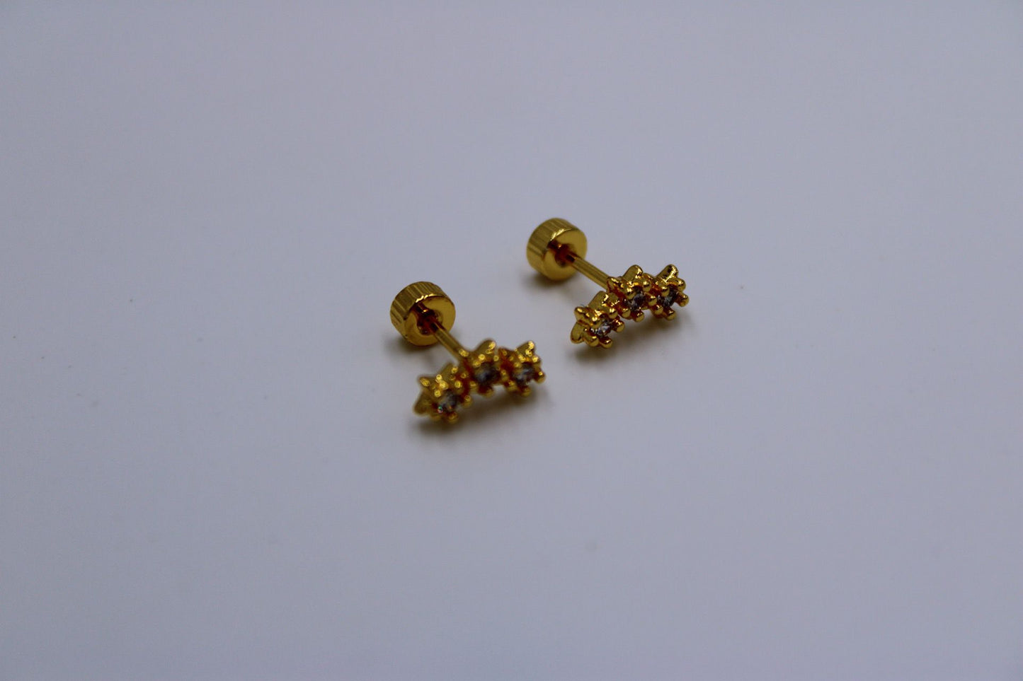 Par Pendientes Rosca Acero Inoxidable "3 Star"