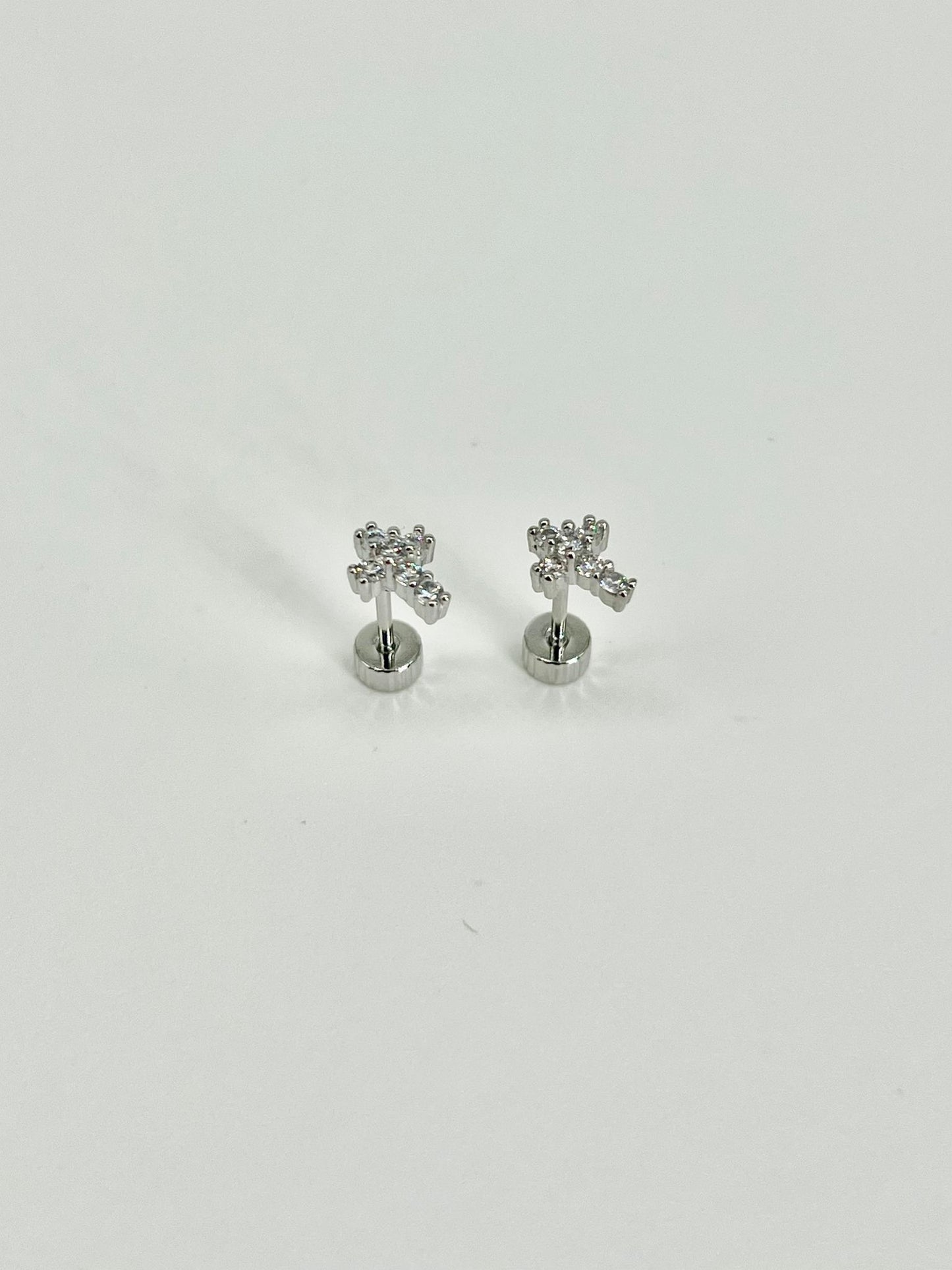 Pendientes Rosca Trasera " Cruz Zircon"
