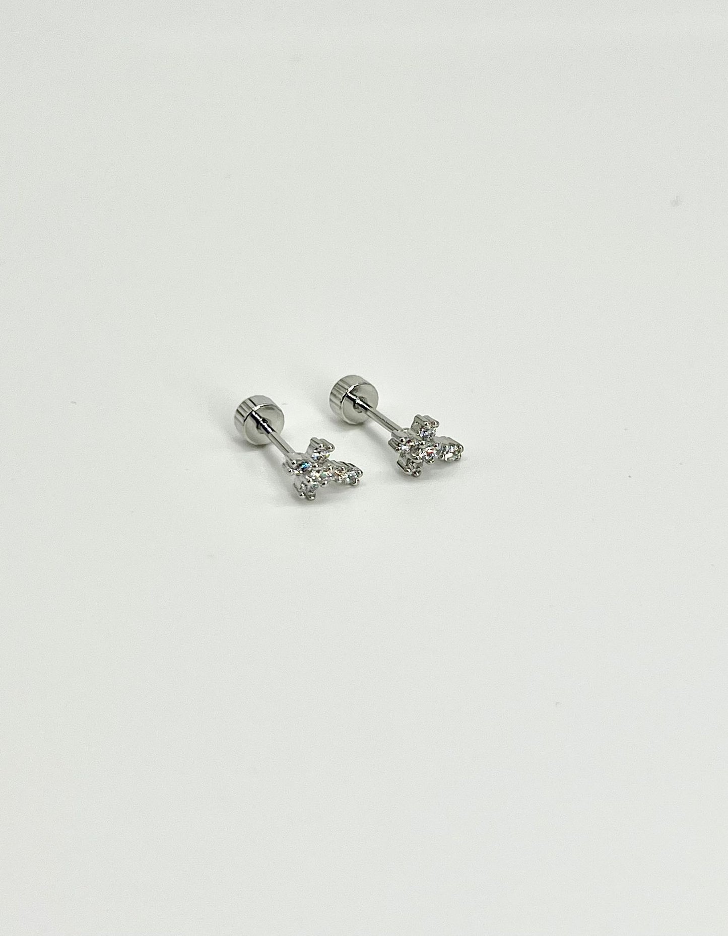 Pendientes Rosca Trasera " Cruz Zircon"