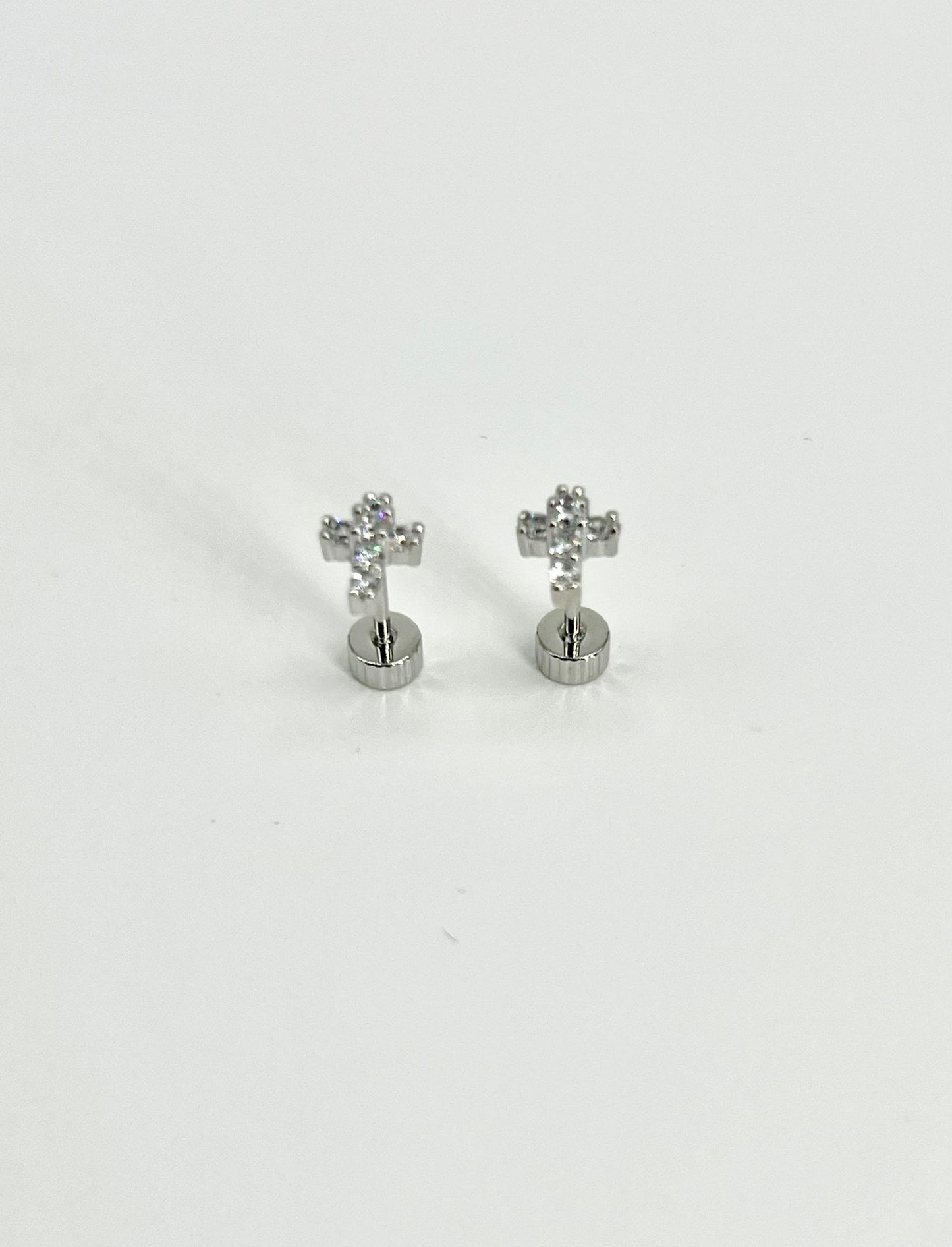 Pendientes Rosca Trasera " Cruz Zircon"