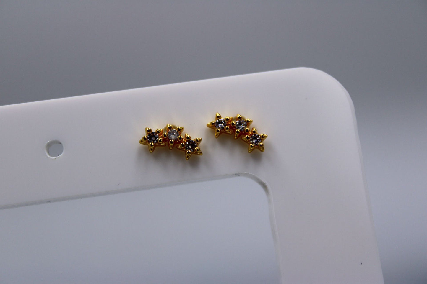 Par Pendientes Rosca Acero Inoxidable "3 Star"
