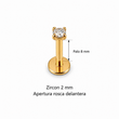 Piercing Labret Zircon, Rosca delantera Acero Inoxidable