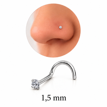 Piercing Nariz Cristal Forma Espárrago de Acero Inoxidable