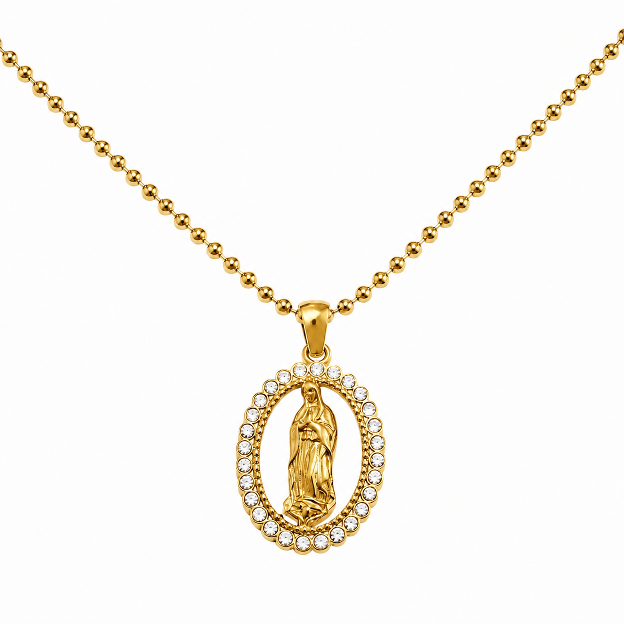 Colgante Con Medalla de Virgen Religiosa , 45 cm + 5 cm alargador Acero Inoxidable