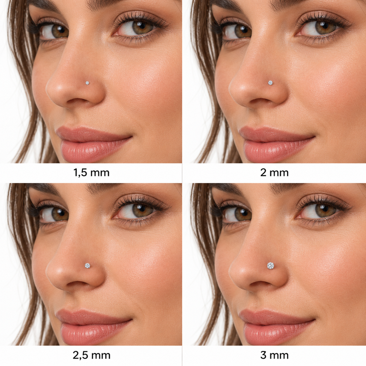 Piercing Nariz Cristal Forma Espárrago de Acero Inoxidable