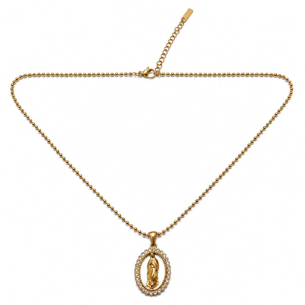 Colgante Con Medalla de Virgen Religiosa , 45 cm + 5 cm alargador Acero Inoxidable