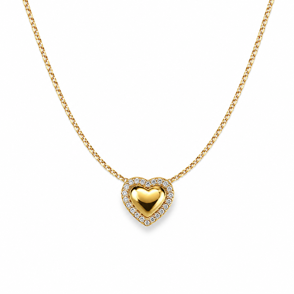 Colgante con dije de corazón y Zirconias de Acero inoxidable