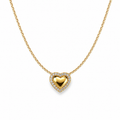 Colgante con dije de corazón y Zirconias de Acero inoxidable