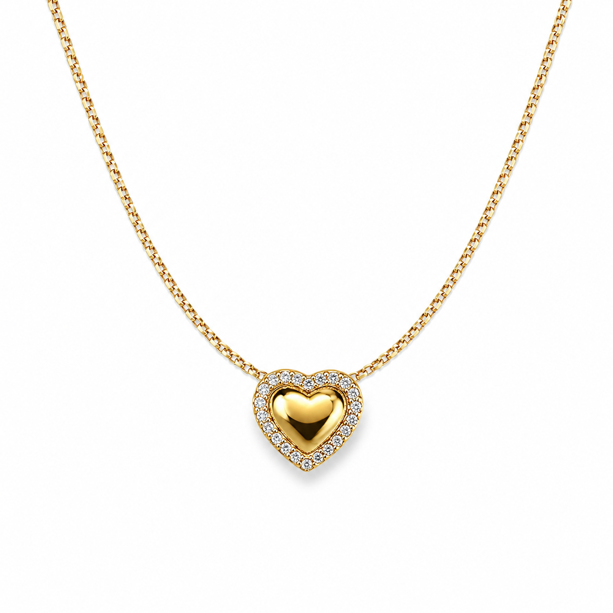 Colgante con dije de corazón y Zirconias de Acero inoxidable