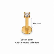 Piercing Labret Zircon, Rosca delantera Acero Inoxidable