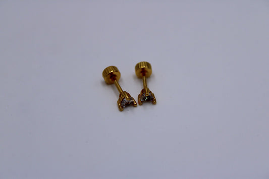Par Pendientes Rosca Acero Inoxidable "Brillo Triangular"