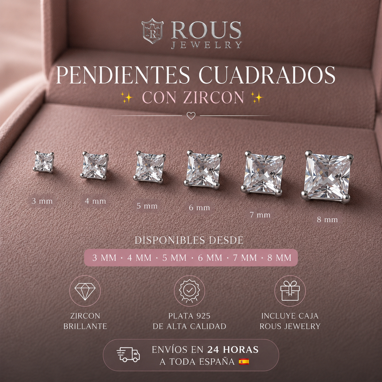 Par Pendientes de Plata 925 Zircon