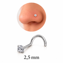 Piercing Nariz Cristal Forma Espárrago de Acero Inoxidable