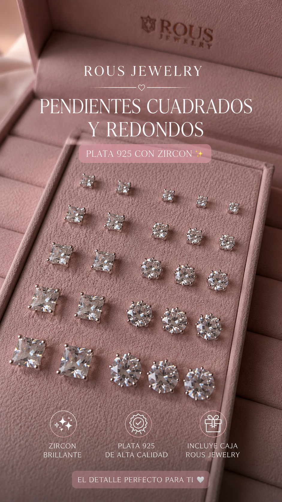 Par Pendientes de Plata 925 Zircon