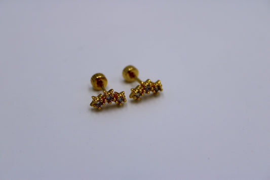 Par Pendientes Rosca Acero Inoxidable "3 Star"