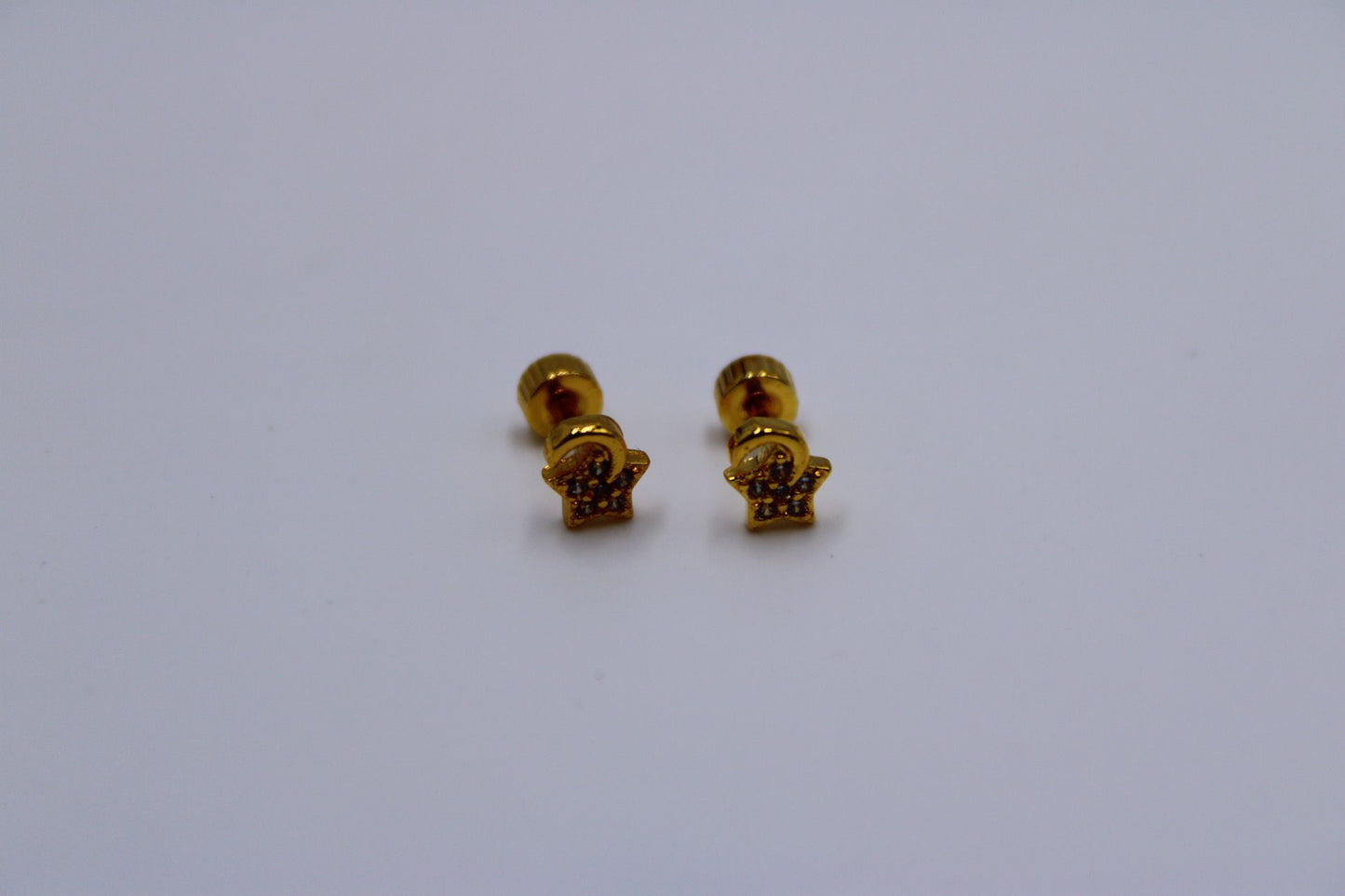 Par Pendientes Rosca Acero Inoxidable "Estrellas Lunares"