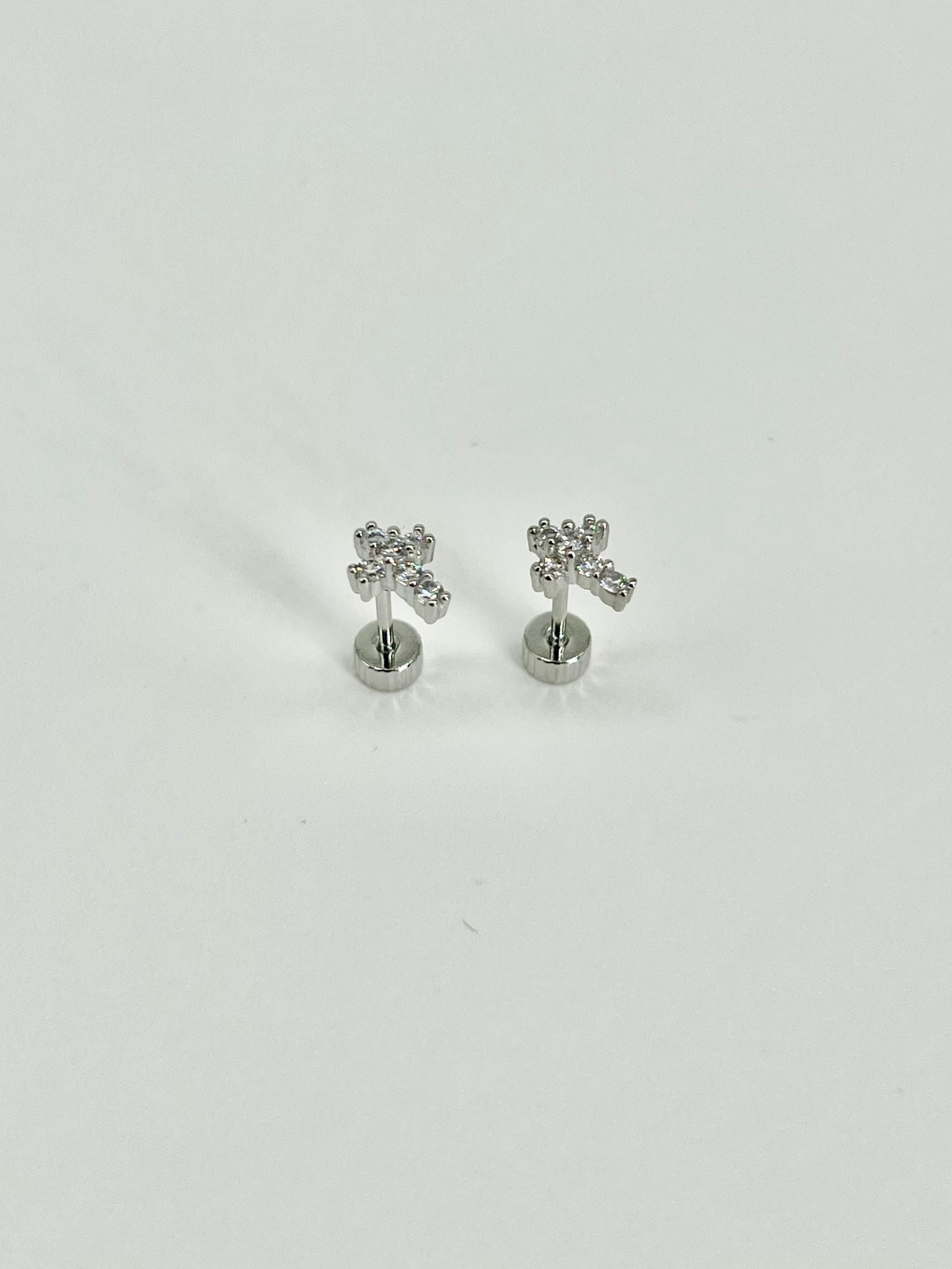 Pendientes Rosca Trasera " Cruz Zircon"