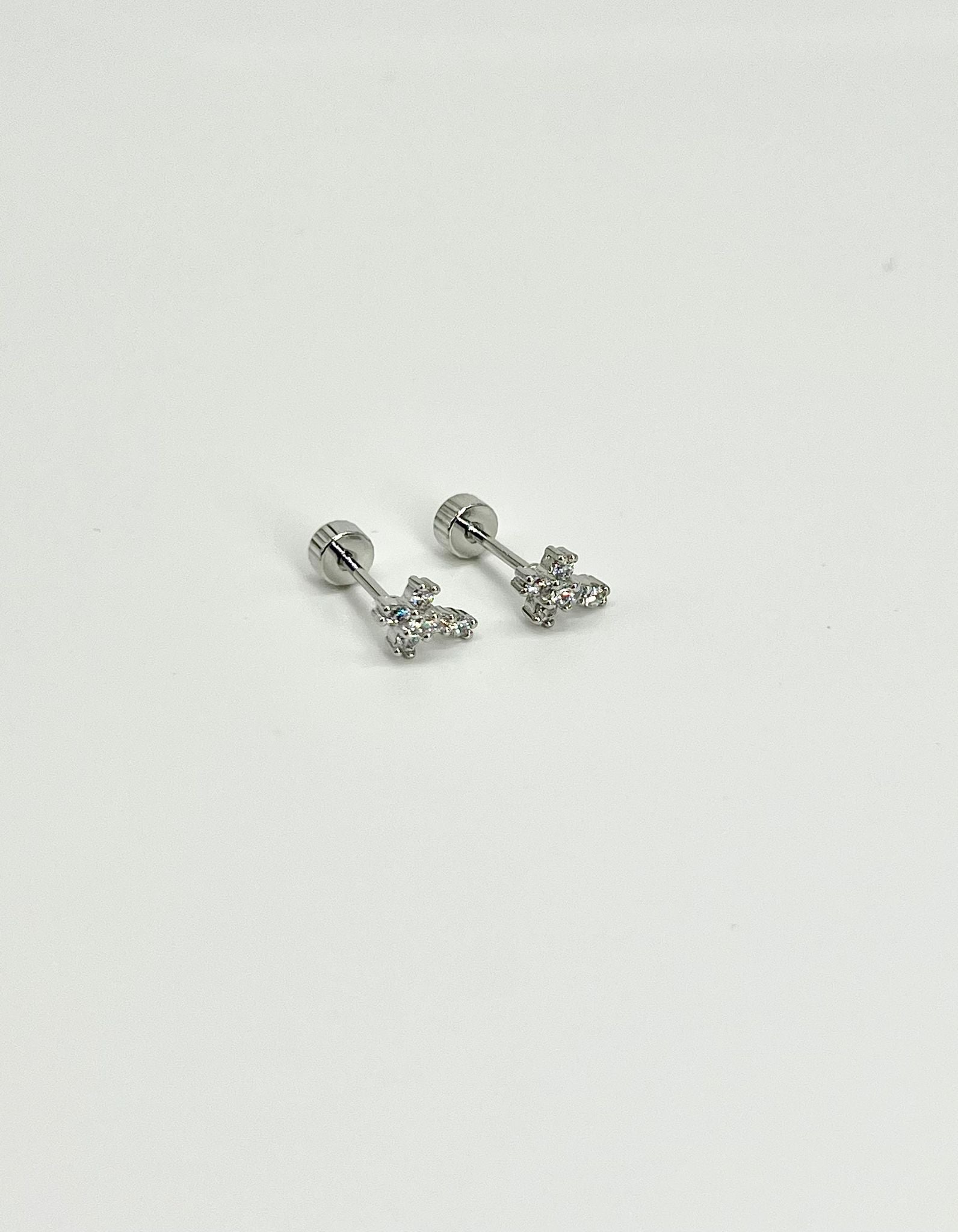 Pendientes Rosca Trasera " Cruz Zircon"