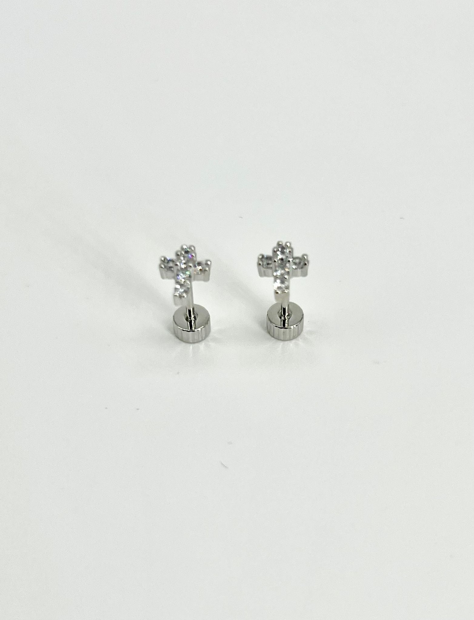 Pendientes Rosca Trasera " Cruz Zircon"