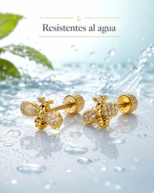 Par Pendientes Rosca Trasera Abejitas