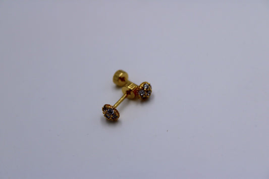 Par Pendientes Rosca Acero Inoxidable " Media Esfera "