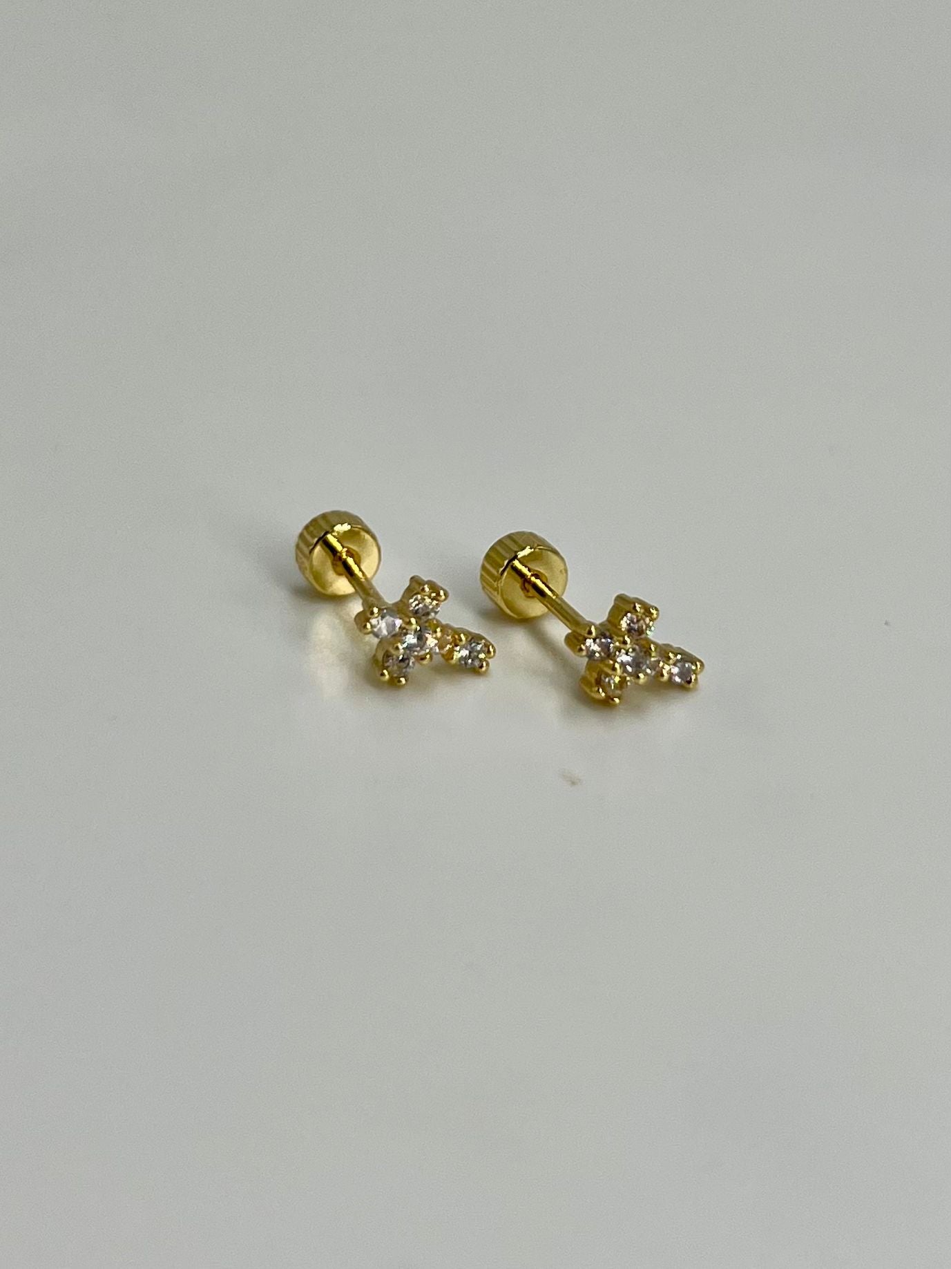 Pendientes Rosca Trasera " Cruz Zircon"
