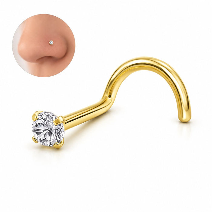 Piercing Nariz Cristal Forma Espárrago de Acero Inoxidable
