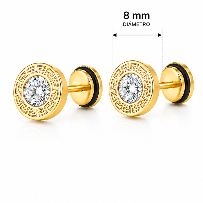 Pendientes Greca Royale – Rosca Trasera Acero Inoxidable