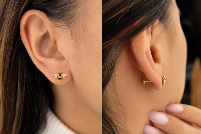 Pendientes Abejitas de la Suerte – Rosca Delantera Hipoalergénicos